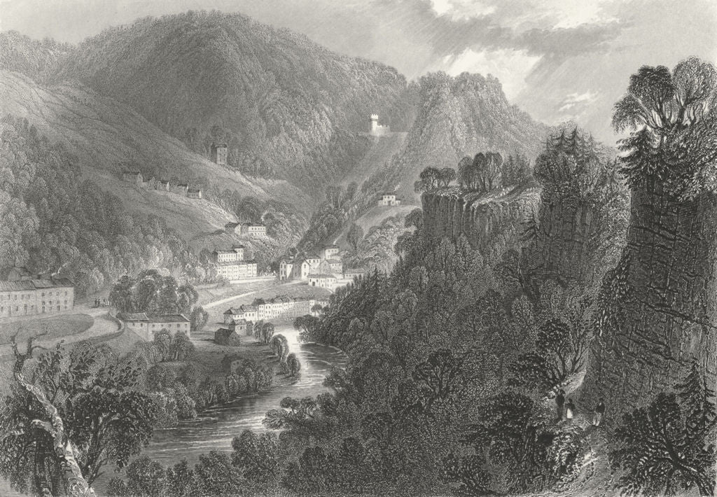 DERBYS. Matlock Bath. WH Bartlett 1842 old antique vintage print picture
